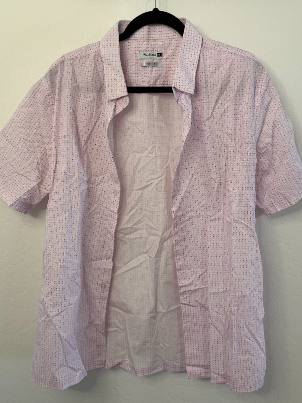 Wall Street Fitted Pink Purple Geo Print Short Sleeve Button Down | Size XXL